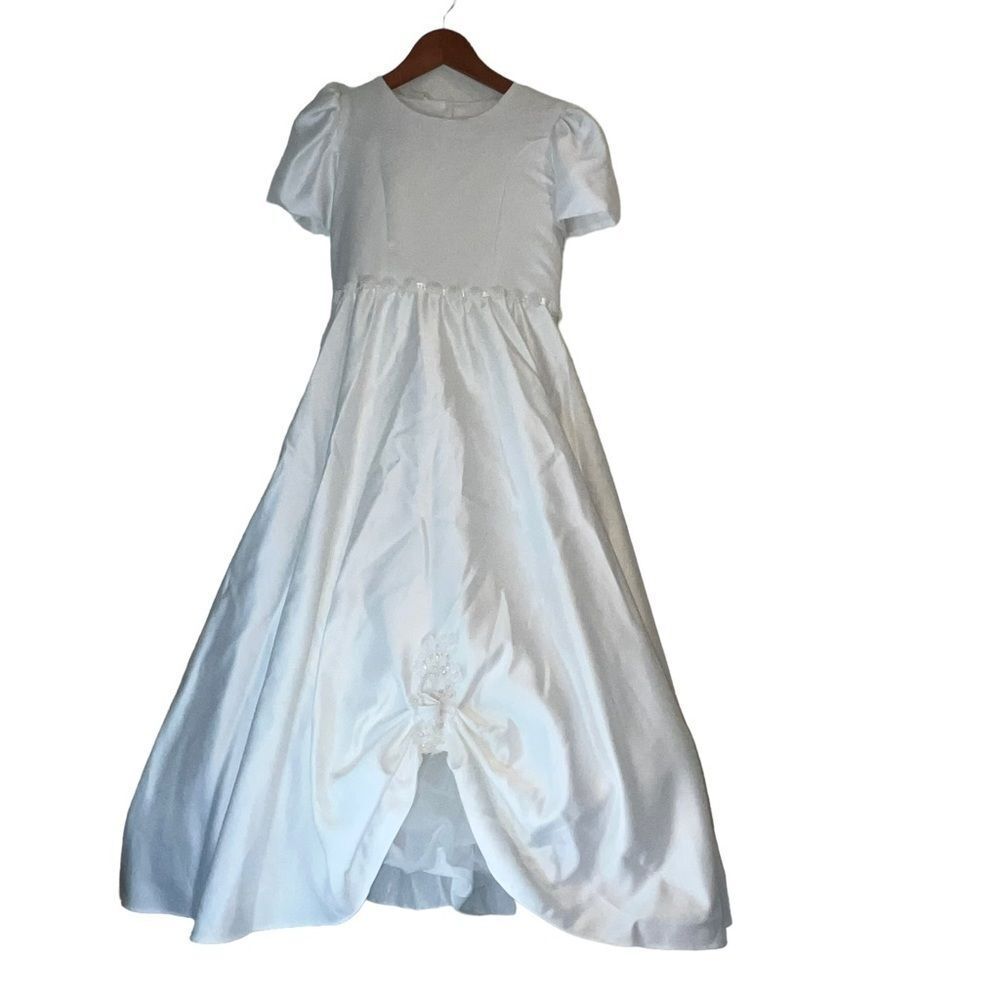Tip Top White Formal Dress with Cap Sleeves